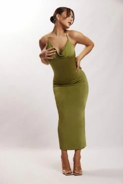 ROM Armani Ice Jersey Cowl Back Maxi Dress - Green DRESSES 8 ROM Armani Ice Jersey Cowl Back Maxi Dress - Green DRESSES