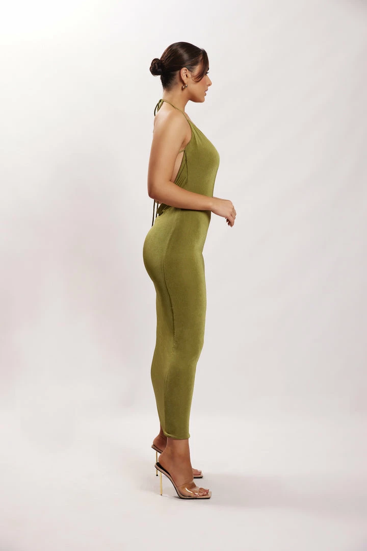 ROM Armani Ice Jersey Cowl Back Maxi Dress - Green DRESSES 4 ROM Armani Ice Jersey Cowl Back Maxi Dress - Green DRESSES
