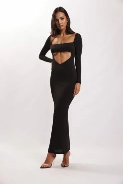 AMC Ashleigh Cut Out Bandeau Maxi Dress - Black DRESSES 12 AMC Ashleigh Cut Out Bandeau Maxi Dress - Black DRESSES