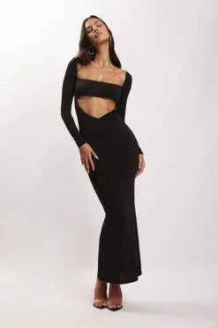AMC Ashleigh Cut Out Bandeau Maxi Dress - Black DRESSES