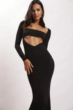 AMC Ashleigh Cut Out Bandeau Maxi Dress - Black DRESSES 11 AMC Ashleigh Cut Out Bandeau Maxi Dress - Black DRESSES