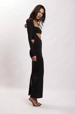 AMC Ashleigh Cut Out Bandeau Maxi Dress - Black DRESSES 14 AMC Ashleigh Cut Out Bandeau Maxi Dress - Black DRESSES