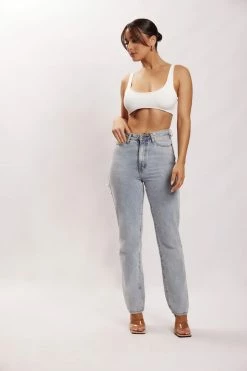 WXI All Tops Jemma Scoop Neck Super Crop Top - White