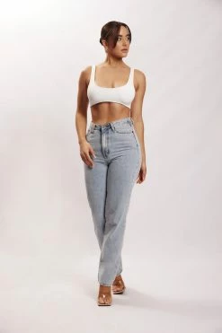 WXI All Tops Jemma Scoop Neck Super Crop Top - White