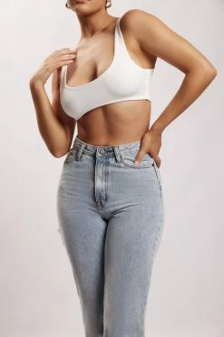 WXI All Tops Jemma Scoop Neck Super Crop Top - White