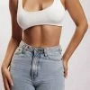 WXI All Tops Jemma Scoop Neck Super Crop Top - White