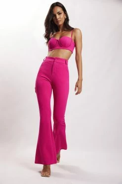 QNG Two Piece Sets Fiorella Crepe Bustier Top - Fuchsia