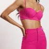 QNG Two Piece Sets Fiorella Crepe Bustier Top - Fuchsia