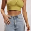 HSH Piper Halter Neck Linen Crop Top - Apple All Tops