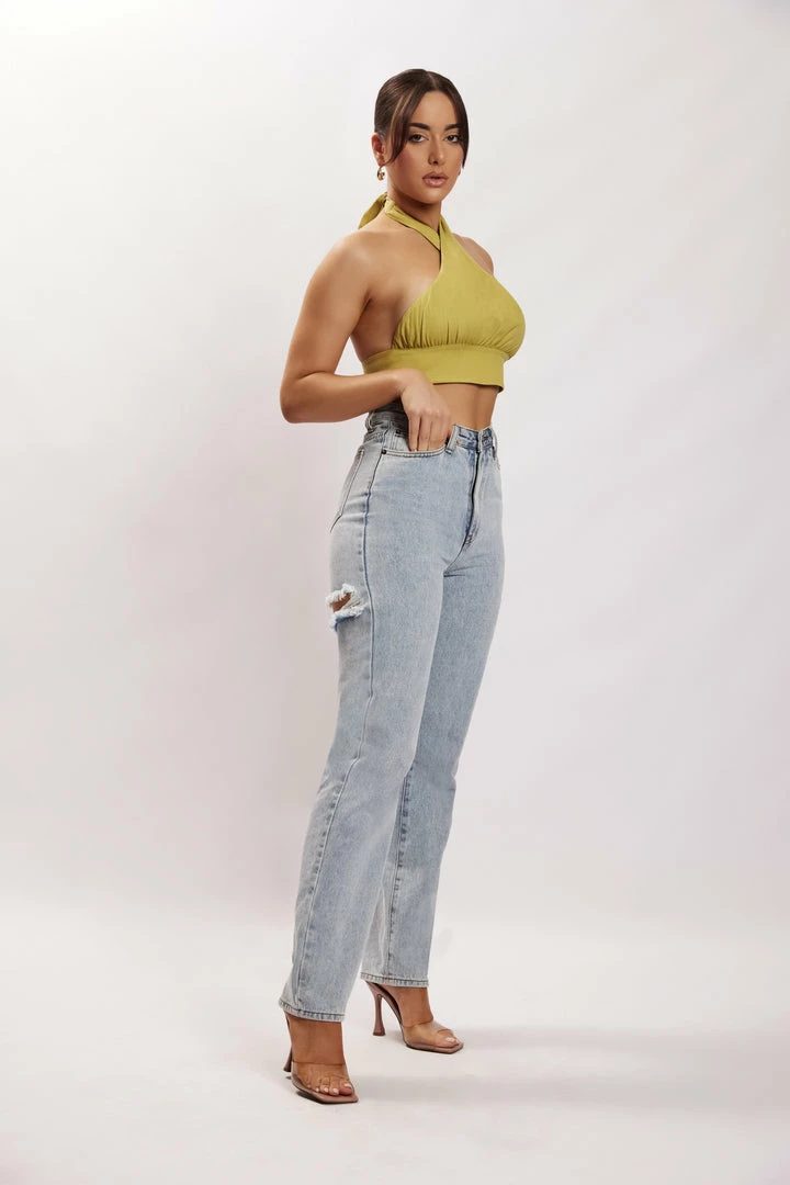 HSH Piper Halter Neck Linen Crop Top - Apple All Tops 5 HSH Piper Halter Neck Linen Crop Top - Apple All Tops
