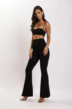 QNG Fiorella Crepe Bustier Top - Black