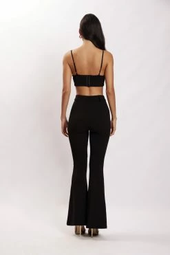 QNG Fiorella Flare Crepe Pants - Black Two Piece Sets