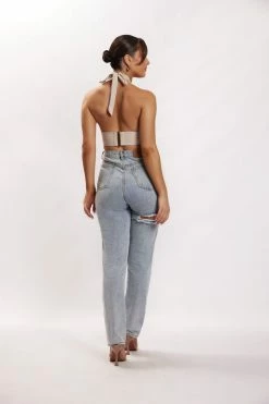 HSH Piper Halter Neck Linen Crop Top - Natural All Tops