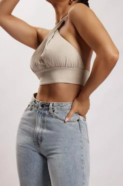 HSH Piper Halter Neck Linen Crop Top - Natural All Tops