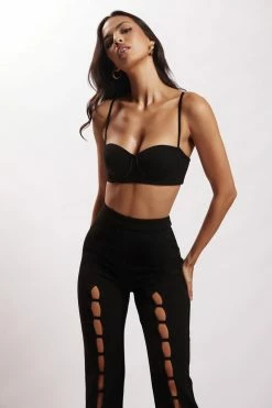 QNG All Bottoms Alida Cut Out Straight Leg Pant - Black