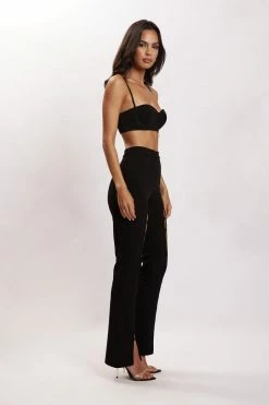 QNG All Bottoms Alida Cut Out Straight Leg Pant - Black