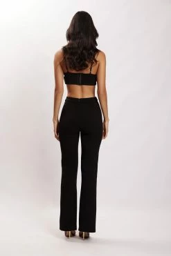 QNG All Bottoms Alida Cut Out Straight Leg Pant - Black