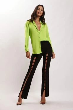 QNG All Bottoms Alida Cut Out Straight Leg Pant - Black