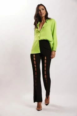 QNG All Bottoms Alida Cut Out Straight Leg Pant - Black