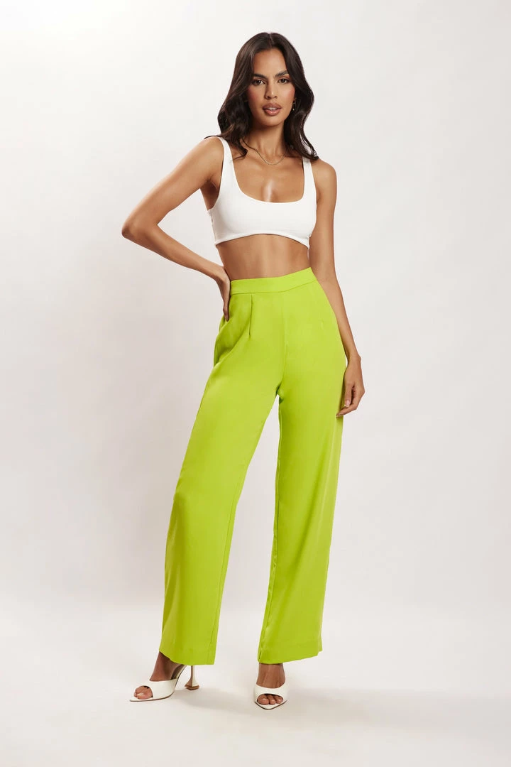WNG Saskia Straight Leg Trousers - Lime Green Two Piece Sets 1 WNG Saskia Straight Leg Trousers - Lime Green Two Piece Sets