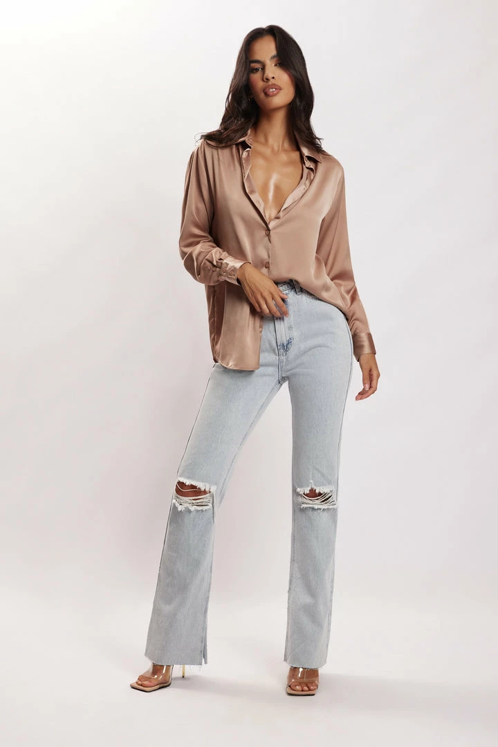 JLW Liliana Satin Shirt - Taupe All Tops 4 JLW Liliana Satin Shirt - Taupe All Tops