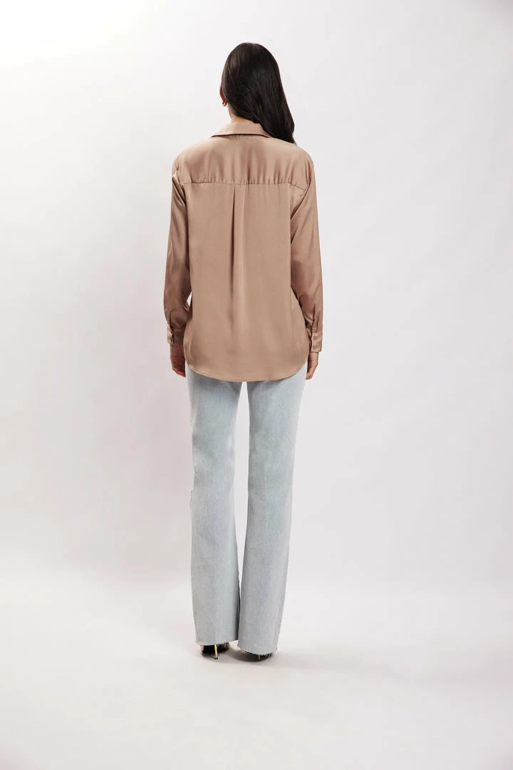 JLW Liliana Satin Shirt - Taupe All Tops 2 JLW Liliana Satin Shirt - Taupe All Tops