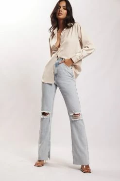 JLW Liliana Satin Shirt - Bone 18 JLW Liliana Satin Shirt - Bone