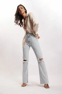 JLW Liliana Satin Shirt - Bone 14 JLW Liliana Satin Shirt - Bone