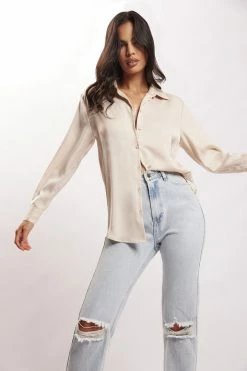 JLW Liliana Satin Shirt - Bone 16 JLW Liliana Satin Shirt - Bone