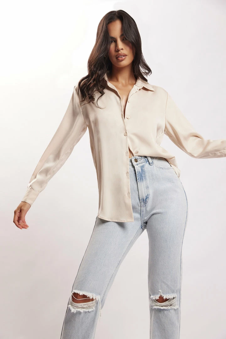 JLW Liliana Satin Shirt - Bone 7 JLW Liliana Satin Shirt - Bone