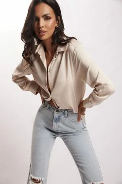 JLW Liliana Satin Shirt - Bone 13 JLW Liliana Satin Shirt - Bone