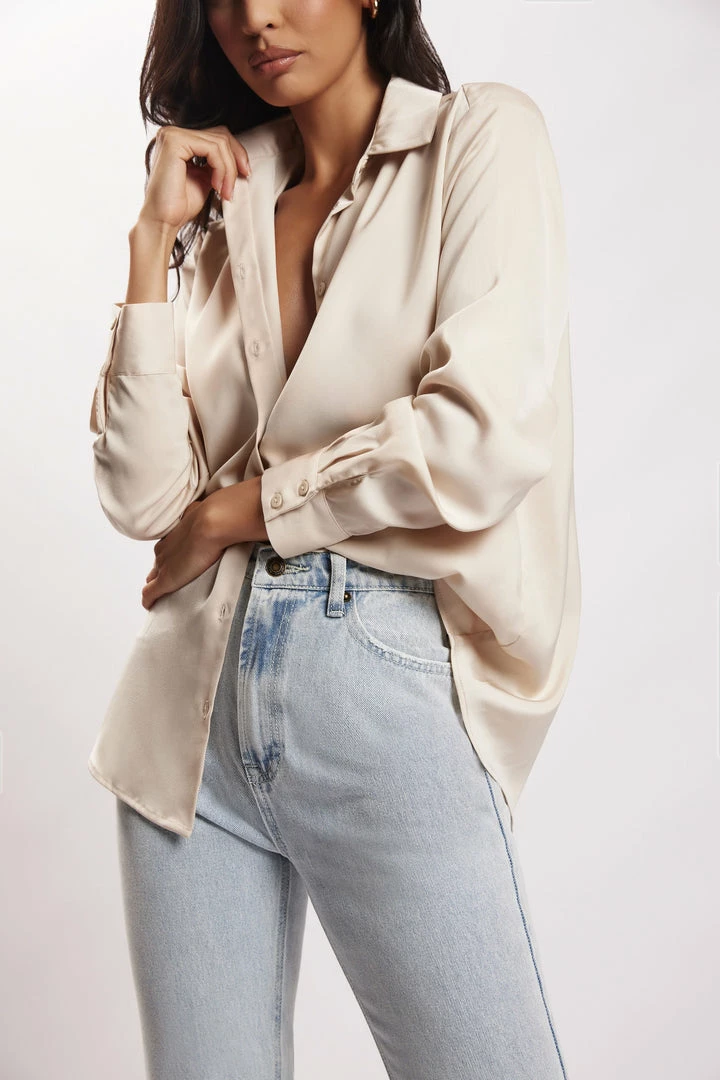 JLW Liliana Satin Shirt - Bone 8 JLW Liliana Satin Shirt - Bone