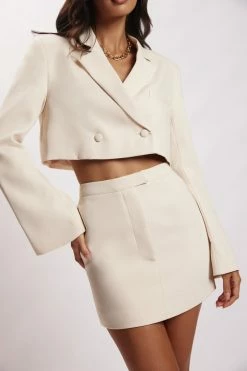 WNT All Bottoms Josie Crepe Mini Skirt - Cream