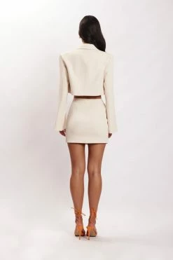 WNT Luella Flared Cropped Blazer - Cream Coats & Jackets