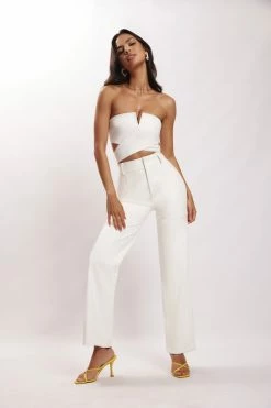 LCH Perrie Faux Leather Cut Out Crop Top - White Two Piece Sets 13 LCH Perrie Faux Leather Cut Out Crop Top - White Two Piece Sets