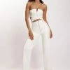 LCH Sima Faux Leather High Waist Pants - White