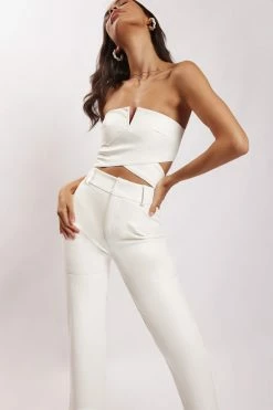 LCH Perrie Faux Leather Cut Out Crop Top - White Two Piece Sets 12 LCH Perrie Faux Leather Cut Out Crop Top - White Two Piece Sets