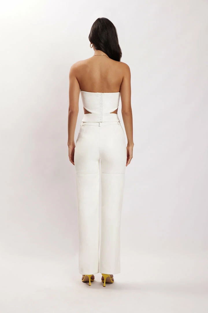 LCH Perrie Faux Leather Cut Out Crop Top - White Two Piece Sets 2 LCH Perrie Faux Leather Cut Out Crop Top - White Two Piece Sets