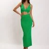 EMS Kaesha Split Midi Knitted Skirt - Green Two Piece Sets