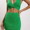 EMS Kaesha Twist Front Knit Top - Green Two Piece Sets