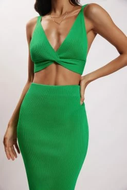 EMS Kaesha Split Midi Knitted Skirt - Green Two Piece Sets 8 EMS Kaesha Split Midi Knitted Skirt - Green Two Piece Sets