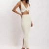 EMS Kaesha Split Midi Knitted Skirt - Bone Two Piece Sets