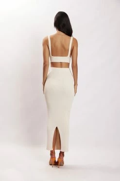EMS Kaesha Split Midi Knitted Skirt - Bone Two Piece Sets