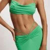 WXI Amber Ruched Halter Crop Top - Green
