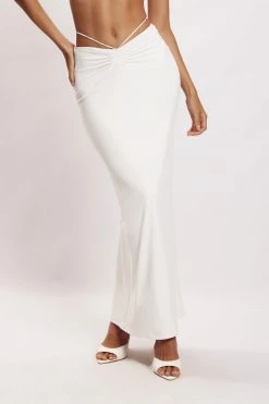 WXI Amber Ruched Maxi Skirt - White Two Piece Sets