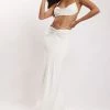 WXI Amber Ruched Maxi Skirt - White Two Piece Sets