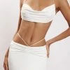 WXI Amber Ruched Halter Crop Top - White Two Piece Sets