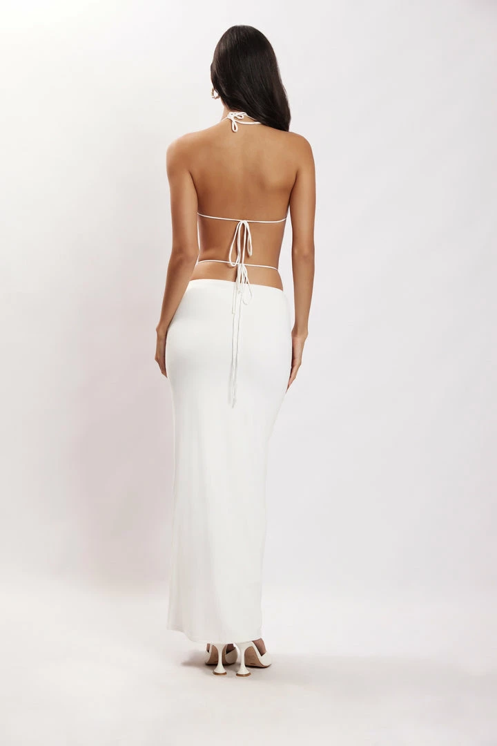 WXI Amber Ruched Maxi Skirt - White Two Piece Sets 3 WXI Amber Ruched Maxi Skirt - White Two Piece Sets