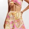 WNT Two Piece Sets Annalise Satin A Line Mini Skirt - Psychedelic Print