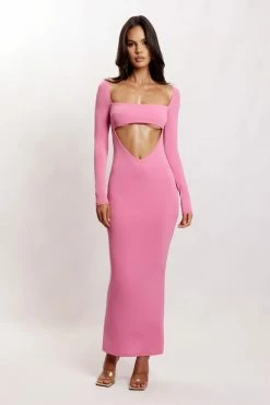 AMC DRESSES Ashleigh Cut Out Bandeau Maxi Dress - Pink